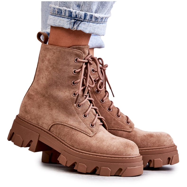 PG1 Tople čizme od brušene kože Workers Brown Darvin smeđa