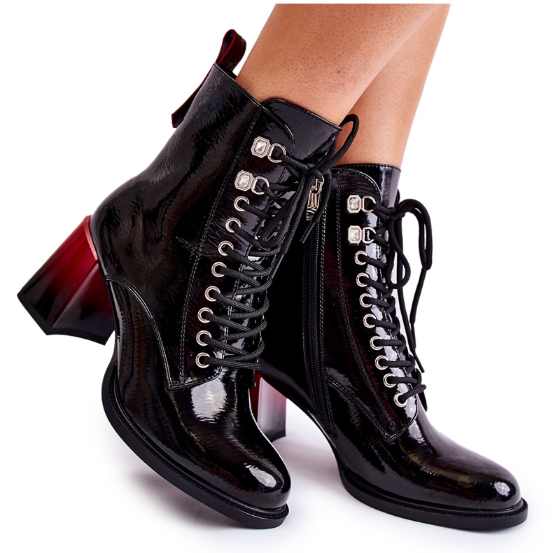 S.Barski Moderne crne Alisse tople čizme na visoku petu crno