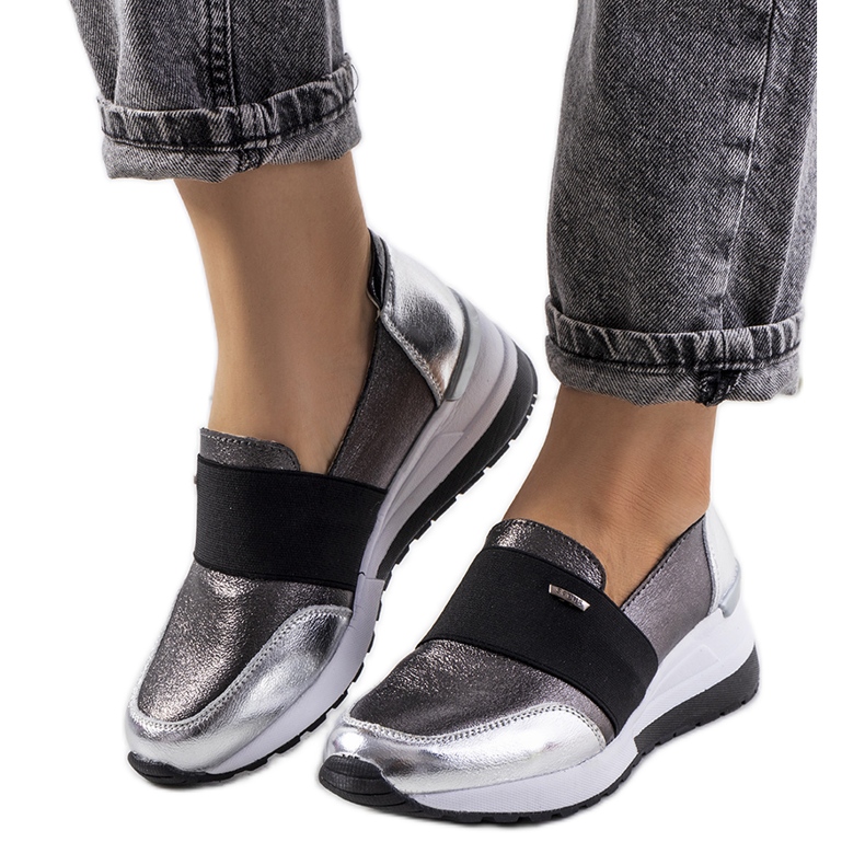 Campina srebrne kožne tenisice srebro siva