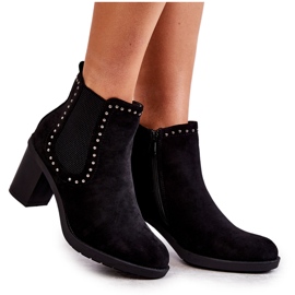 PG1 Crne Cambia čizme od brušene kože s nitnama na stupu crna