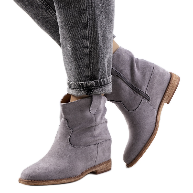 Sive čizme na indoor Hunjet klin petu siva