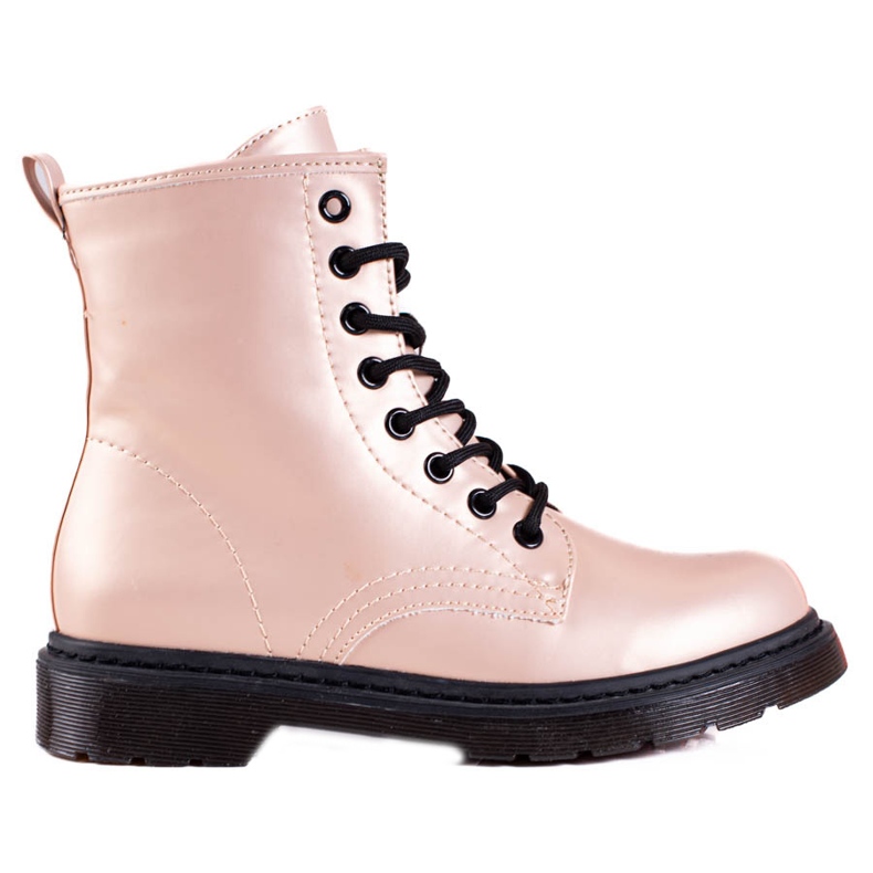 Bež ženske Shelovet čizme na vezanje s metalik sjajem