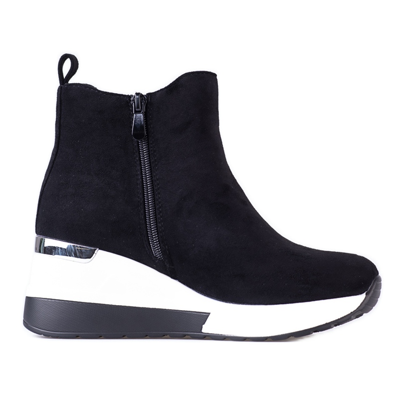 Sportske ženske čizme na klinu Shelovet od ekološkog antilopa crno