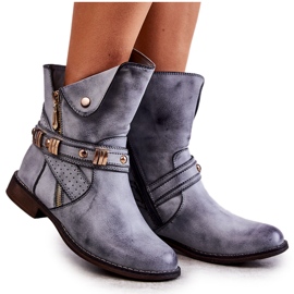 PG1 Ženske visoke čizme s plavim Alisa ornamentima plava