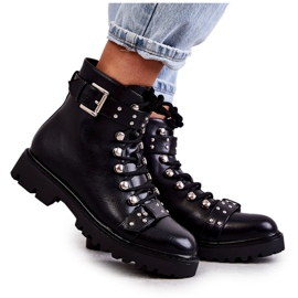 PG1 Crne Sabine čizme od eko kože sa ukrasnim remenom crna