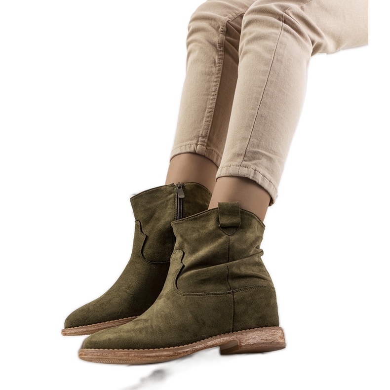 Zelene čizme na indoor Hunjet klin petu zelena