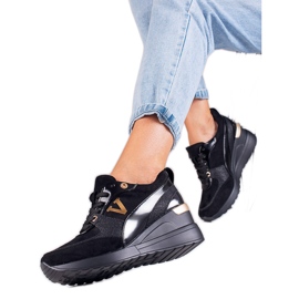 Vinceza Crne ženske tenisice na wedge Potocki crna