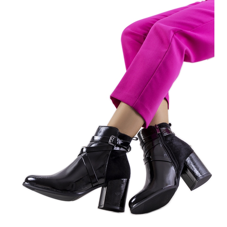 Crne lakirane Mossley čizme crno