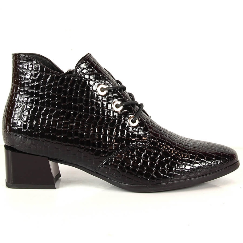 Ženske crne lakirane čizme Vinceza od zmijske kože crno