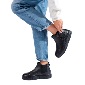 T.Sokolski Ženske crne Chelsea čizme na platformi Sokolski od prirodne kože crna