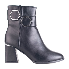 T.Sokolski Crne sokolske ženske čizme na široki stup crna