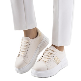 PA1 Bež tenisice na Kamil platformu zlatni