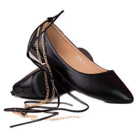 Ženske Shelovet balerinke crne boje s lancima crna