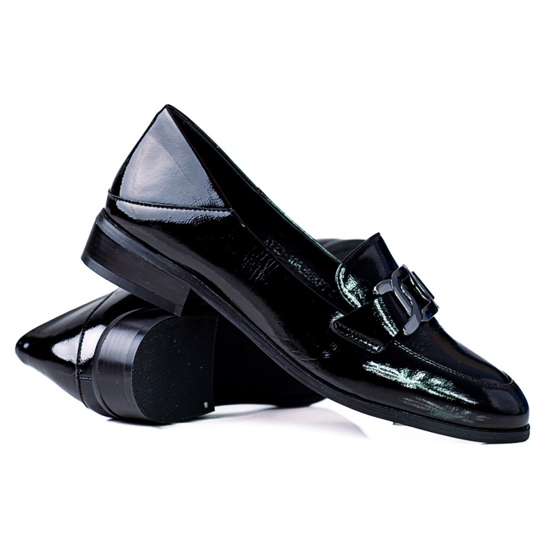 Klasične ženske mokasine s lancem Vinceza crne crno