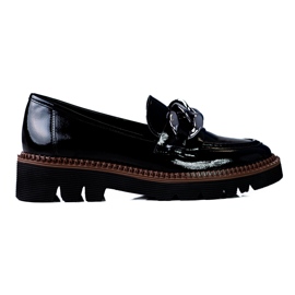 Ženske mokasine na platformu Vinceza od lakirane kože crne boje crna