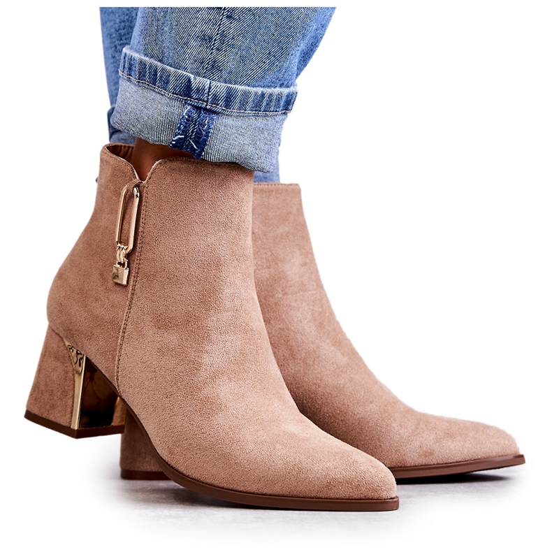 PS1 Čizme od brušene kože na stupu s bež Erine ukrasom