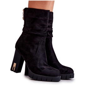 PG1 Visoke čizme od brušene kože na petu crne boje crna