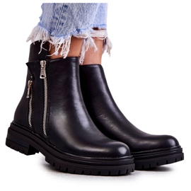 PG1 Ženske kožne čizme s patentnim zatvaračem crne Navarra crna