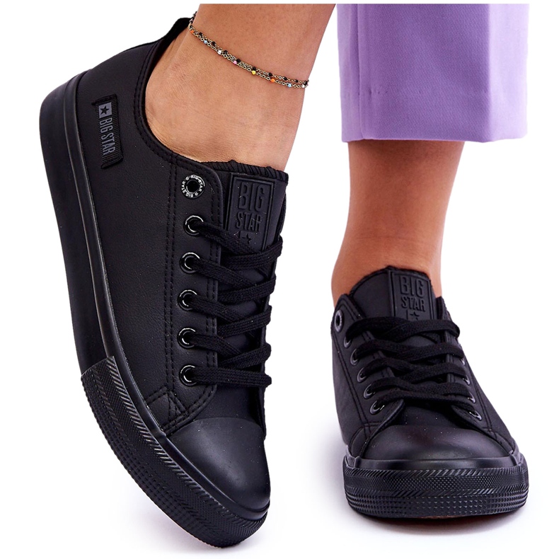 Ženske niske kožne tenisice Big Star KK274011 crne crno