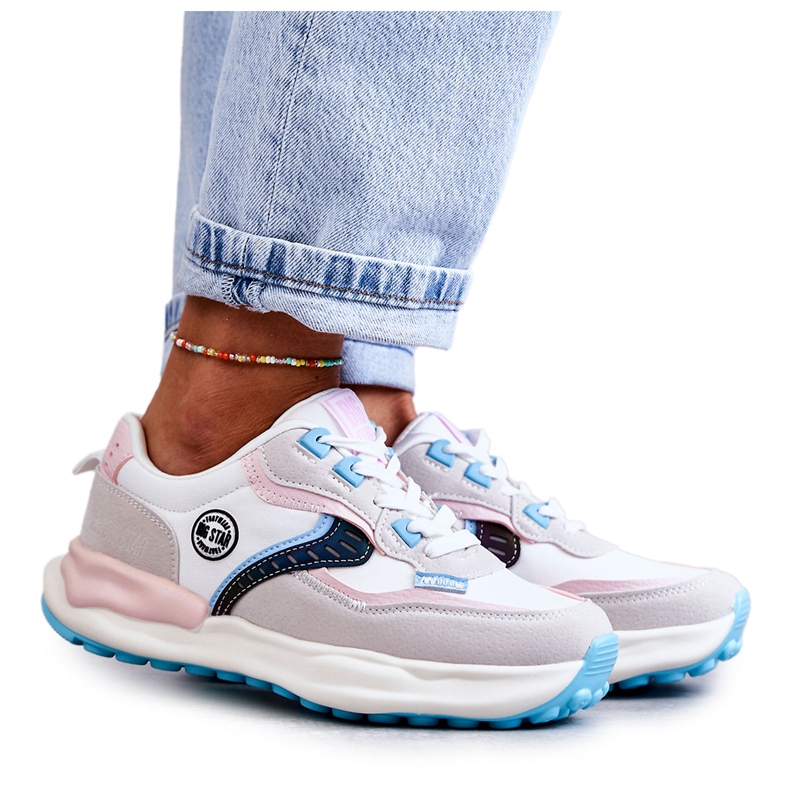 Ženske sportske tenisice Big Star KK274097 Bijelo-Pink bijela ružičasta siva