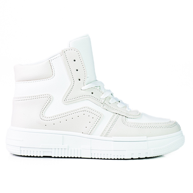 Visoke ženske tenisice Shelovet od ekološke bijele i sive kože bijela siva