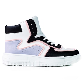 Ženske visoke tenisice Shelovet od ekološke crno-bijele kože bijela višebojan