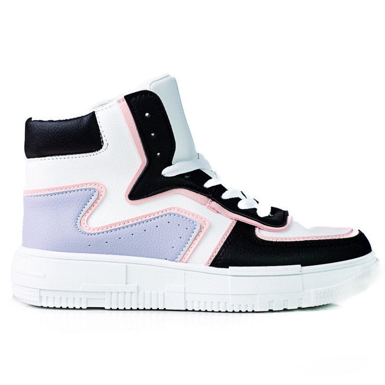 Ženske visoke tenisice Shelovet od ekološke crno-bijele kože bijela raznobojna