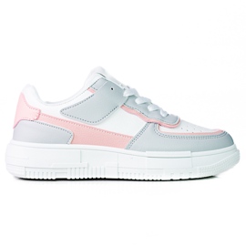 Ženske tenisice na vezanje na platformi Shelovet od ekološke kože u bijeloj i sivo roza boji bijela višebojan