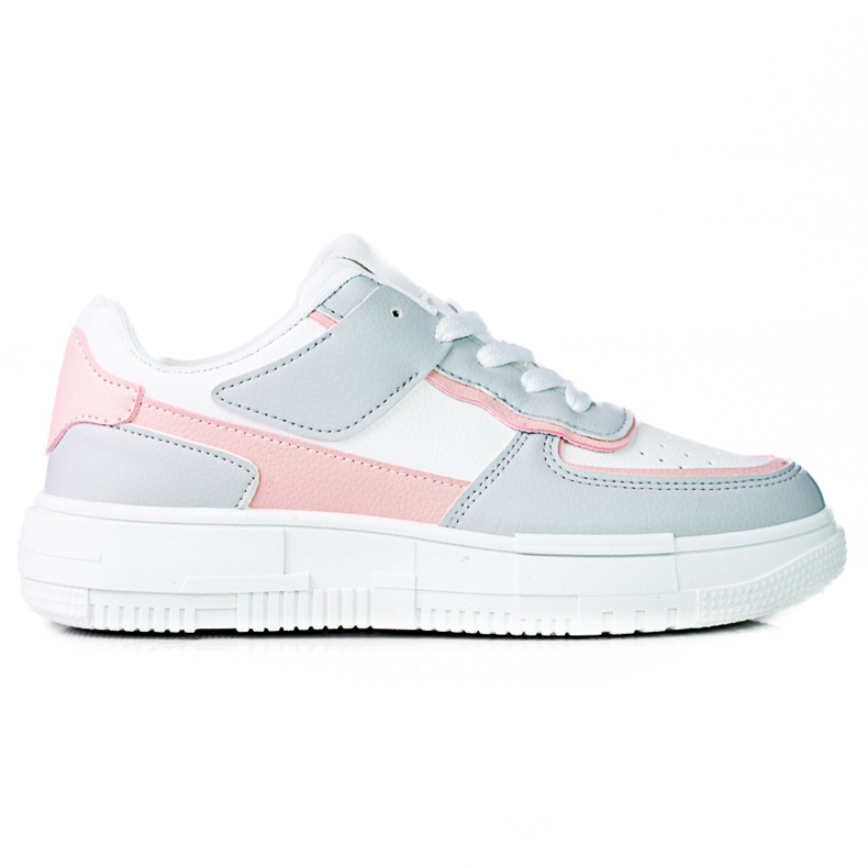 Ženske tenisice na vezanje na platformi Shelovet od ekološke kože u bijeloj i sivo roza boji bijela raznobojna