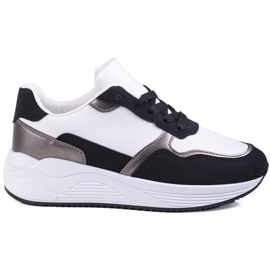 Shelovet ženske crno-bijele tenisice sa srebrnim umetkom bijela crna