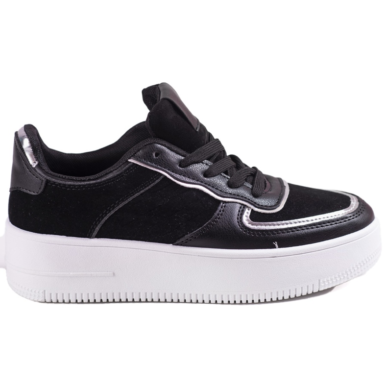 Ženske crne tenisice na vezanje na visoku Shelovet platformu crno