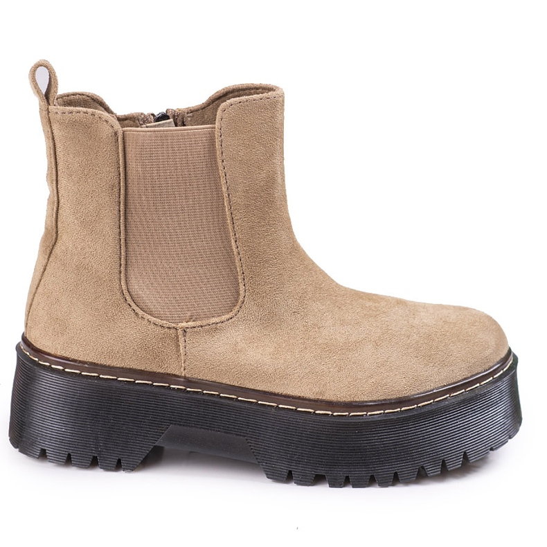 Smeđe ženske Chelsea čizme na platformi Shelovet od ekološkog antilopa smeđa