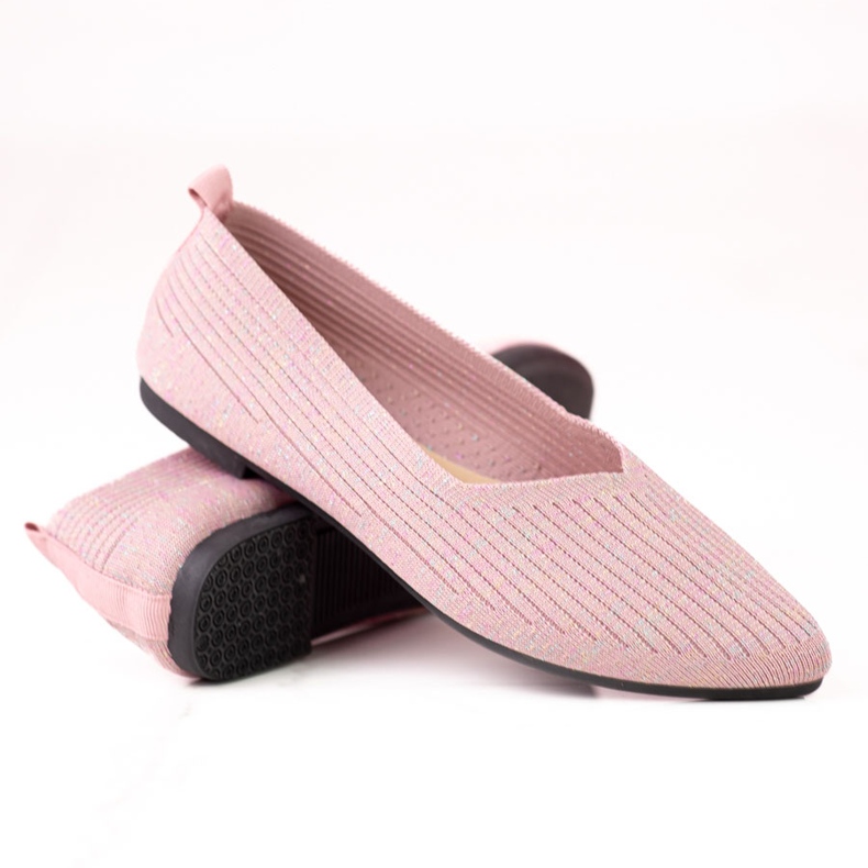 W. Potocki Potocki ženske balerinke od platna sa šljokicama ružičasta