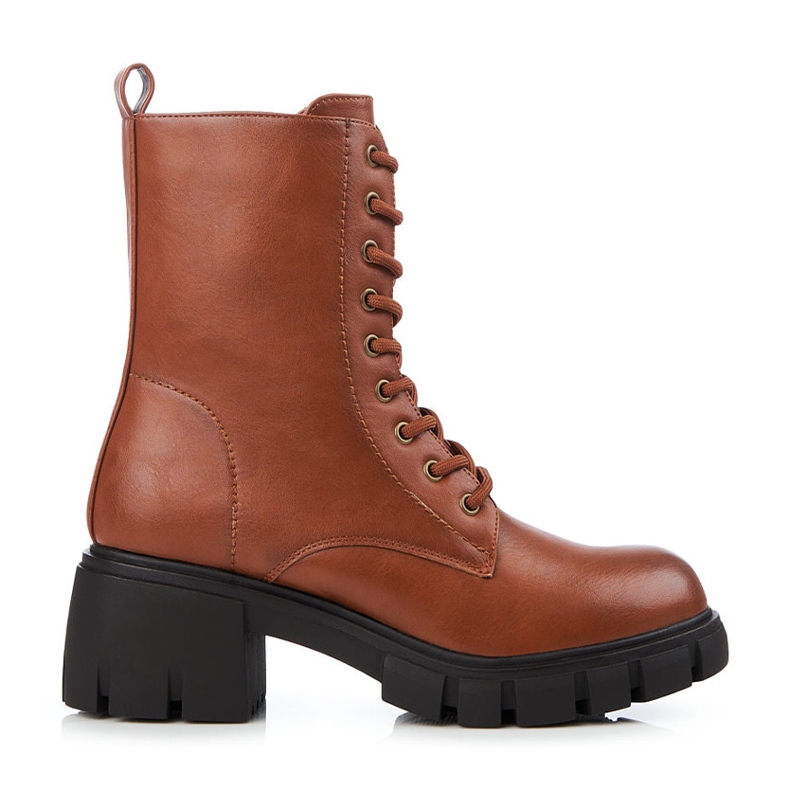 Klasične smeđe Shelovet čizme na vezanje s visokom petom smeđa