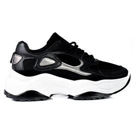 Ženske Shelovet tenisice na vezanje na visoku platformu crno-bijele bijela crna