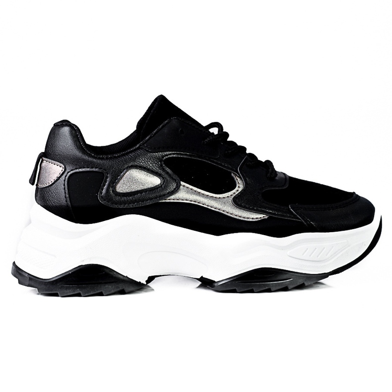 Ženske Shelovet tenisice na vezanje na visoku platformu crno-bijele bijela