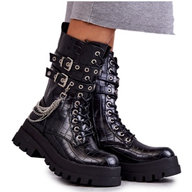 PG1 Visoke radničke čizme s lancem Black Snake Montero crna