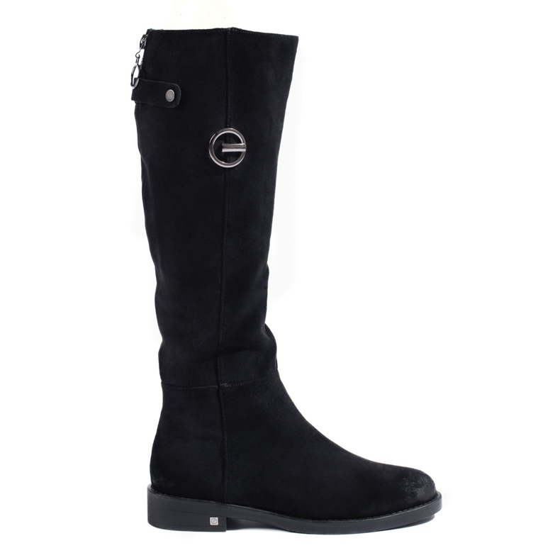 W. Potocki Ženske čizme od brušene kože s ravnom petom marke Potocki crno