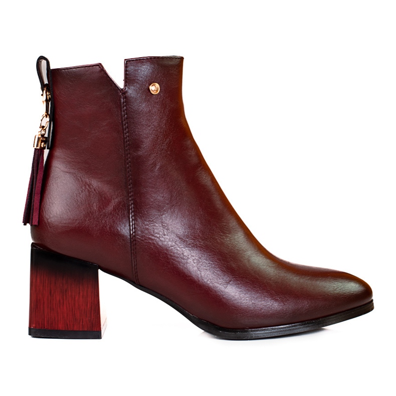 W. Potocki Modne ženske čizme na Potocki bordo stupu crvena