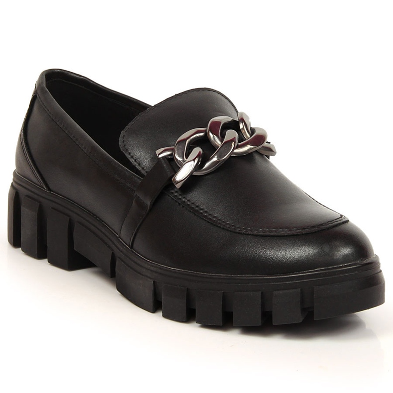 Ženske mokasine na platformu sa lancem crne Sergio Leone crno