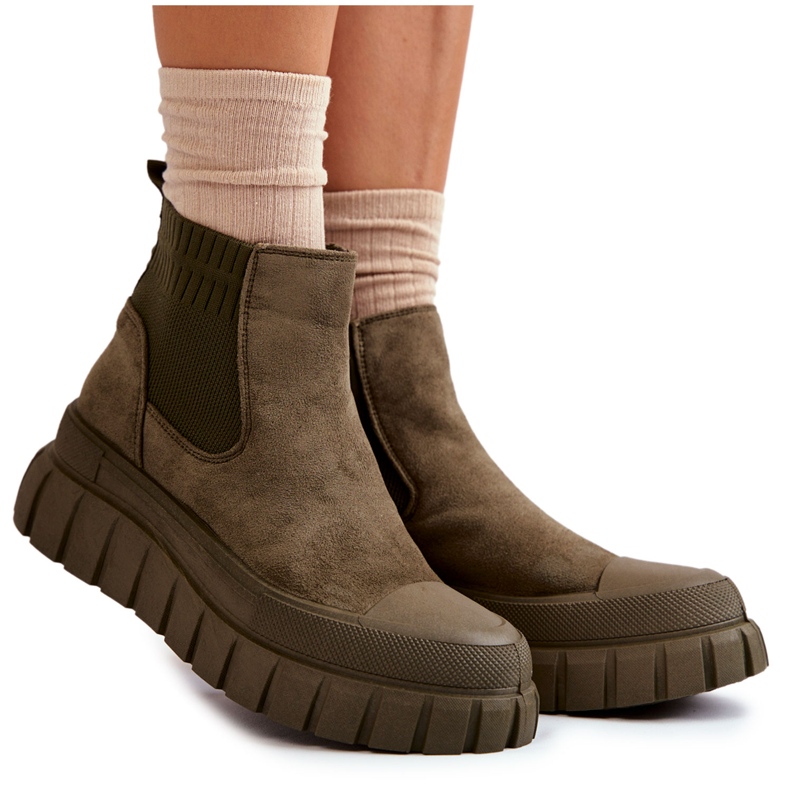 FB2 Moderne natikače na zelenoj Jenna platformi smeđa