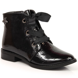 M. DASZYŃSKI Lakirane crne izolirane ženske čizme crne Daszyński SAN5A crna