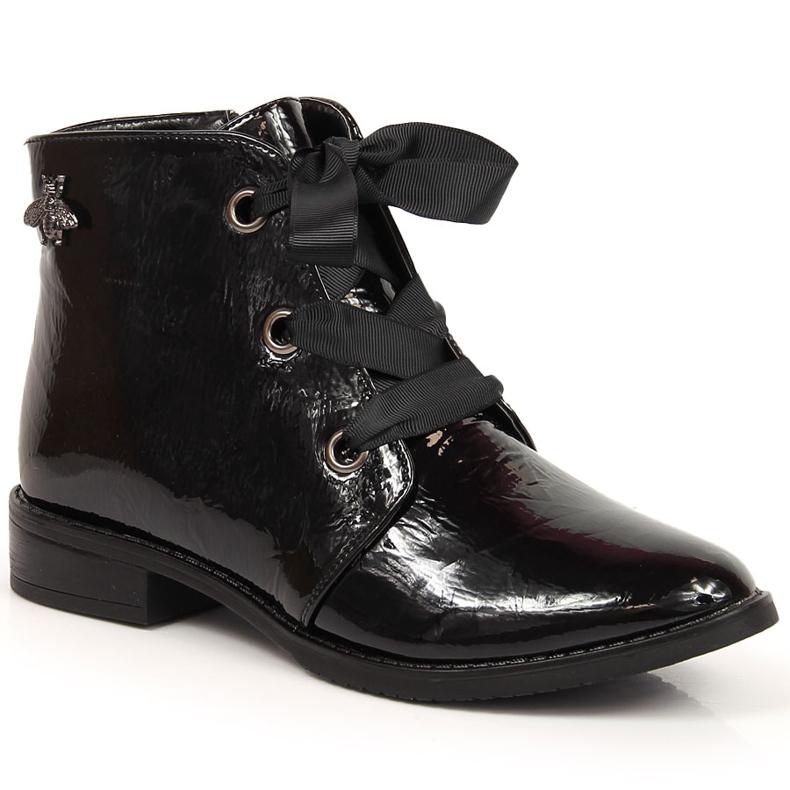 M. DASZYŃSKI Lakirane crne izolirane ženske čizme crne Daszyński SAN5A crno