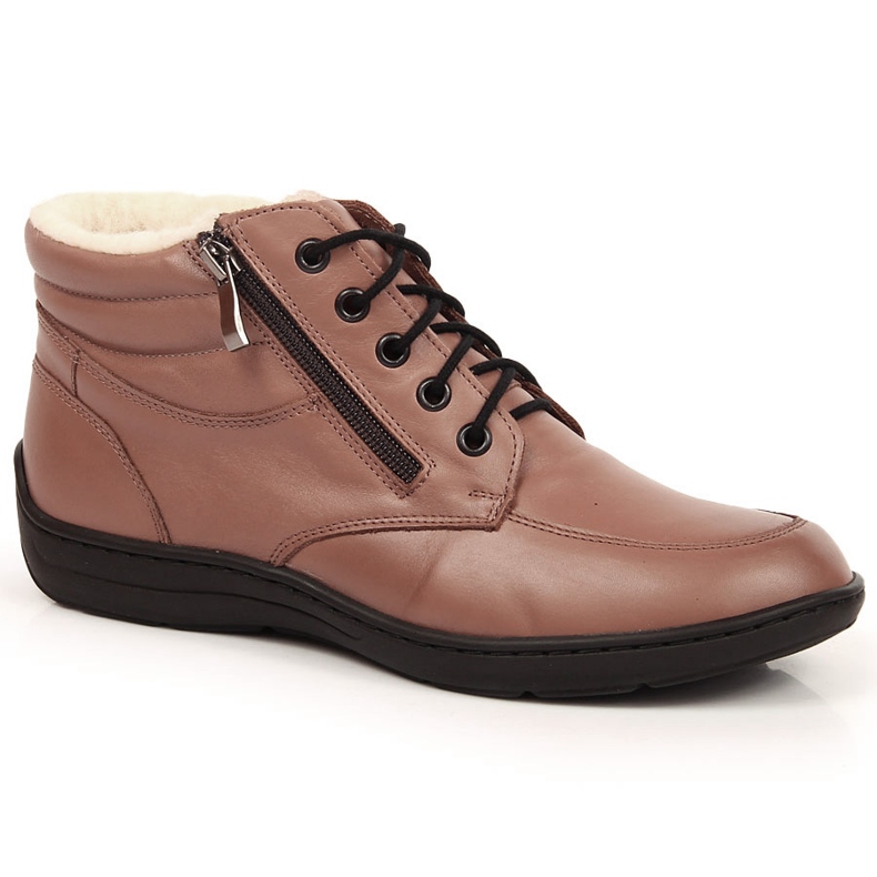 Udobne smeđe kožne čizme za žene Łukbut LUK724B smeđa