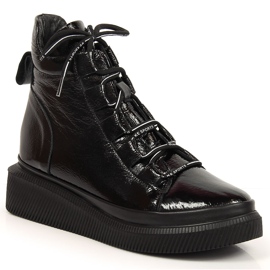 Kožne lakirane izolirane ženske čizme Artiker HBH36 crna