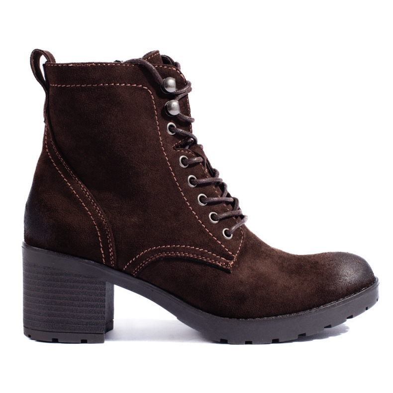 W. Potocki Ženske Potocki čizme na visoku petu na vezanje od ekološkog antilopa smeđa