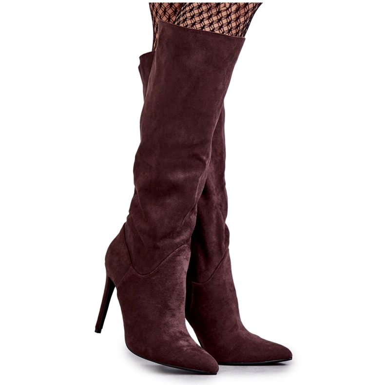 WS1 Klasične smeđe čizme od brušene kože na smeđoj Ameji smeđa