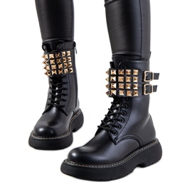 Crne čizme s čipkastim nitnama crno