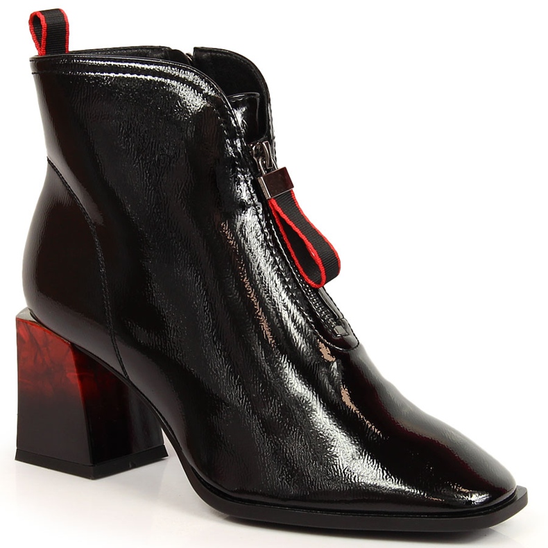 S.Barski Ženske izolirane lakirane čizme s ukrasnom petom S. Bararski OLI183 crno