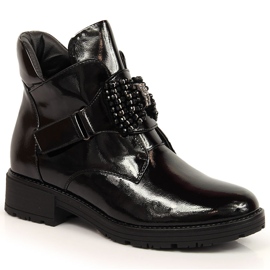 Ženske čizme sa lakiranom crnom Potocki mašnom crna